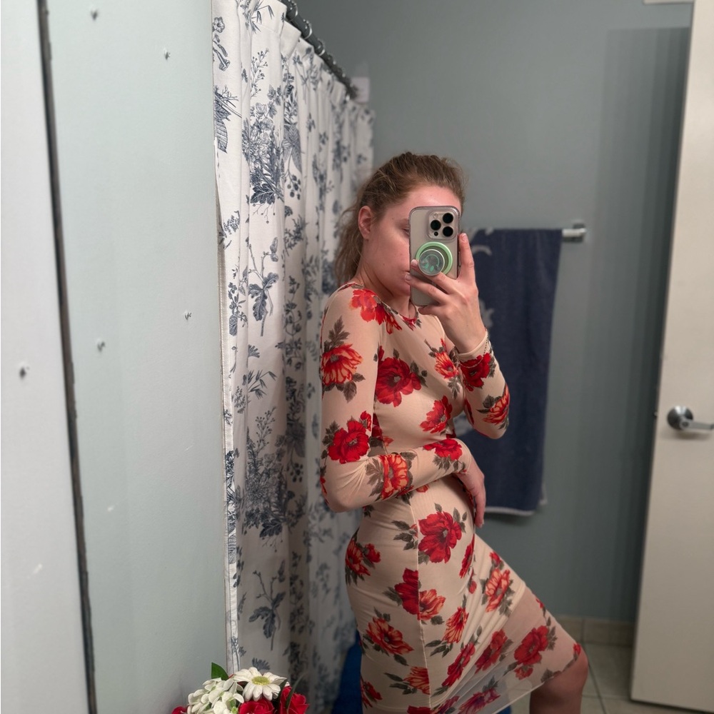 ZARAFloral Print Long Sleeve Dress